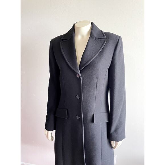 J.crew Lady Day Long Pea Coat Italian Wool Black Fitted Tailored 6 Tall - Picture 7 of 12